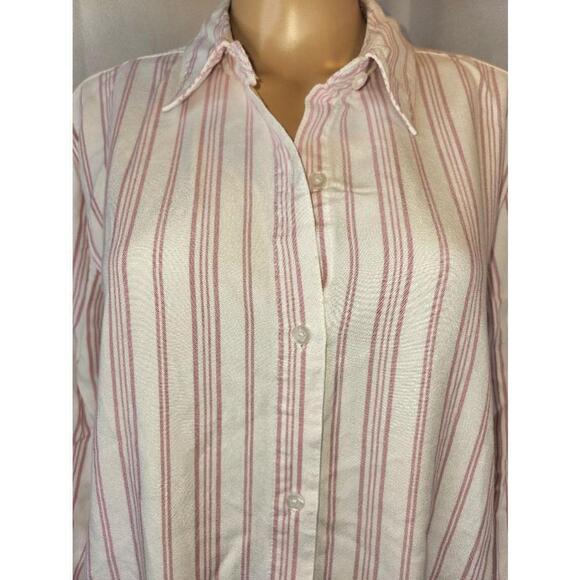 Tahari | stripped shirt | Pink and white | Large - Picture 7 of 9